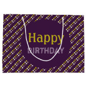 はっきりした金ゴールドと紫 ラージペーパーバッグ (裏面)