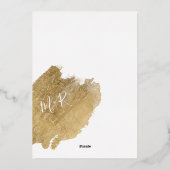 はっきりした金ゴールドのブラシストローク白シック結婚シックイニシャル 箔招待状 (裏面)