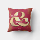 はっきりした金ゴールドエレガントピンクマゼンタカスタムウェディング クッション (裏面)