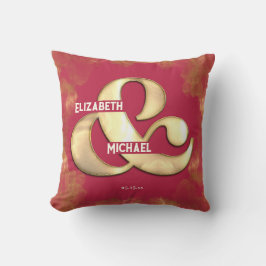 はっきりした金ゴールドエレガントピンクマゼンタカスタムウェディング クッション