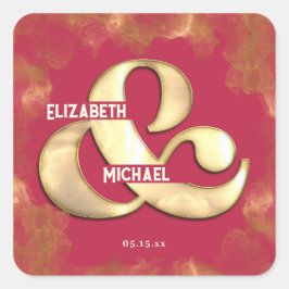 はっきりした金ゴールドエレガントピンクマゼンタカスタムウェディング スクエアシール