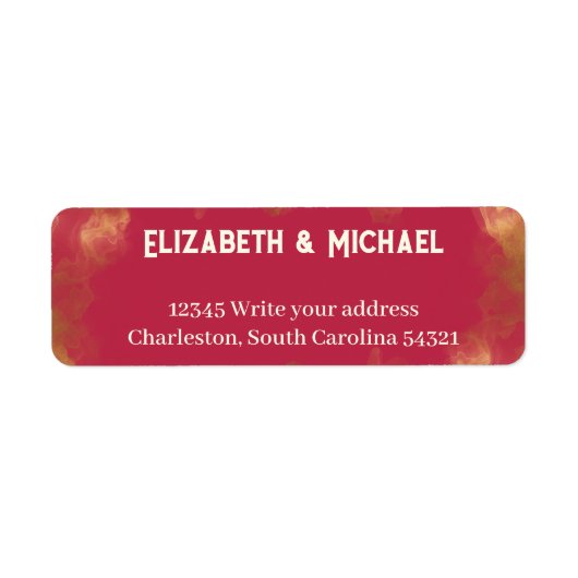 はっきりした金ゴールドエレガントピンクマゼンタカスタムウェディング ラベル (正面)