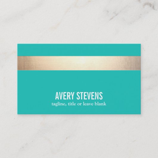 はっきりした金ゴールドカラーストライプのターコイズシモダンック 名刺 (正面)