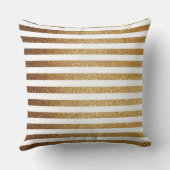 はっきりした金ゴールドグリッターと白ストライプ色 クッション (裏面)