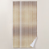 はっきりした金ゴールドグリッターと白ストライプ色 ビーチタオル (正面)