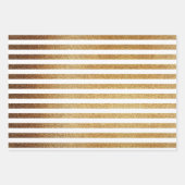 はっきりした金ゴールドグリッターと白ストライプ色 ラッピングペーパーシート (正面3)