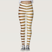 はっきりした金ゴールドグリッターと白ストライプ色 レギンス (正面)