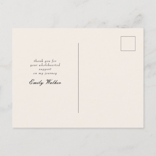 はっきりした金ゴールドスクリプトの卒業発表写真 案内ポストカード (裏面)