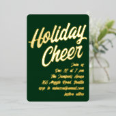 はっきりした金ゴールドホリデー応援パーティの招待状 箔シーズンカード (立ち正面)