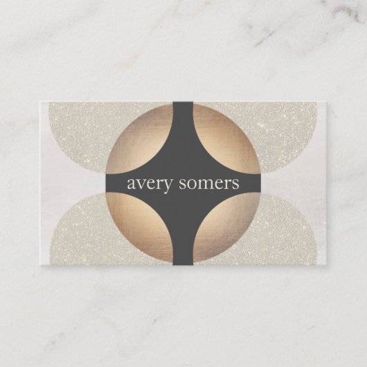 はっきりした金ゴールドモダングリッター円 名刺 (正面)