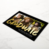 はっきりした金ゴールドモダン3枚卒業 箔招待状 (回転した状態)