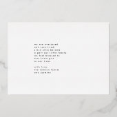 はっきりした金ゴールド写真の電話ベビーの誕生発表 箔招待状 (裏面)