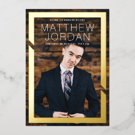 はっきりした金ゴールド卒業 箔招待状