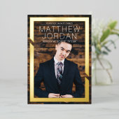 はっきりした金ゴールド卒業 箔招待状 (立ち正面)