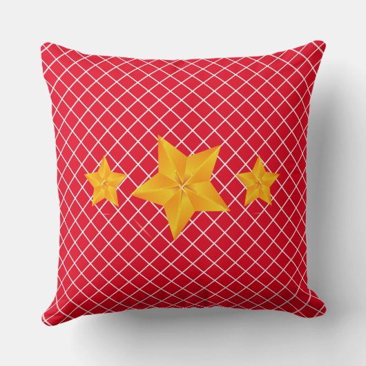 はっきりした金ゴールド星/赤いストライプ装飾用クッション クッション (裏面)