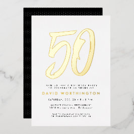はっきりした金ゴールド50エレガントth birthday party foil invitat 箔招待状