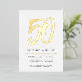 はっきりした金ゴールド50エレガントth birthday party foil invitat 箔招待状 (立ち正面)