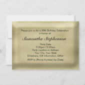 はっきりした金ゴールド50th Photo Birthday Partyへの招待 招待状 (裏面)