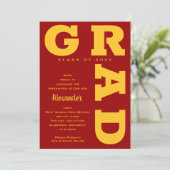 はっきりした金ゴールド（鳥）ショウジョウコウカンチョウ赤卒業 案内状 (スタンド正面)