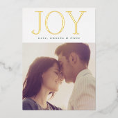 はっきりした金ゴールドJOYクリスマスフォト 箔シーズンカード (正面)