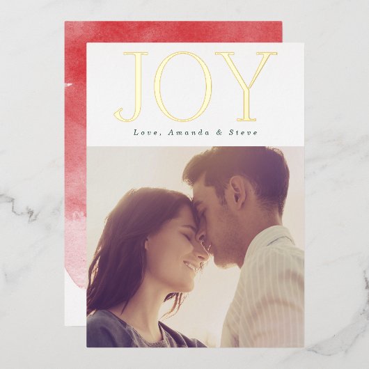 はっきりした金ゴールドJOYクリスマスフォト 箔シーズンカード (正面/裏面)