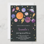 はっきりした銀河系テーマ子供へ 招待状 (正面)