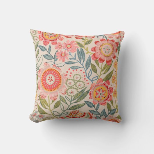 はっきりした開花デザイン クッション (正面)