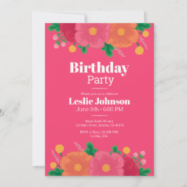はっきりした開花誕生日パーティーの招待 招待状