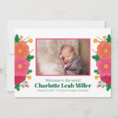 はっきりした開花誕生発表 案内状 (正面)