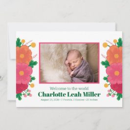 はっきりした開花誕生発表 案内状