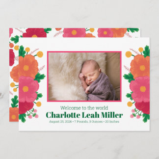 はっきりした開花誕生発表 案内状