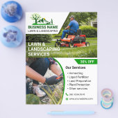 はっきりした魅力的な芝生と造園プリント対応 チラシ (シングル)