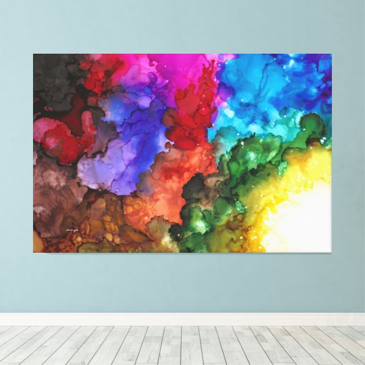 はっきりした鮮やかで引きカラフル伸ばしたキャンバス キャンバスプリント (インサイチュ (ウッドフロア))