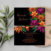 はっきりした鮮やかカラフル咲き花 名刺