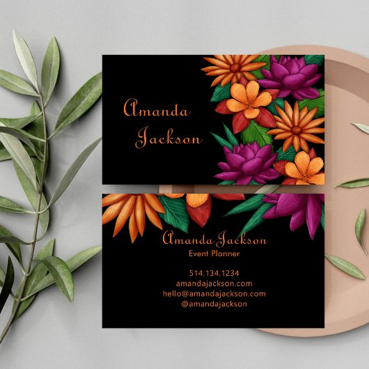 はっきりした鮮やかカラフル咲き花 名刺
