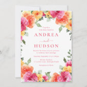 はっきりした鮮やかカラフル春夏フローラ結婚ズ 招待状 (正面)