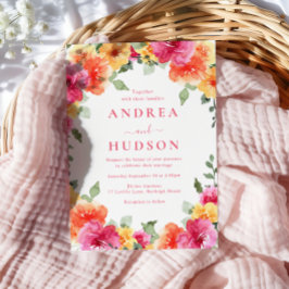 はっきりした鮮やかカラフル春夏フローラ結婚ズ 招待状