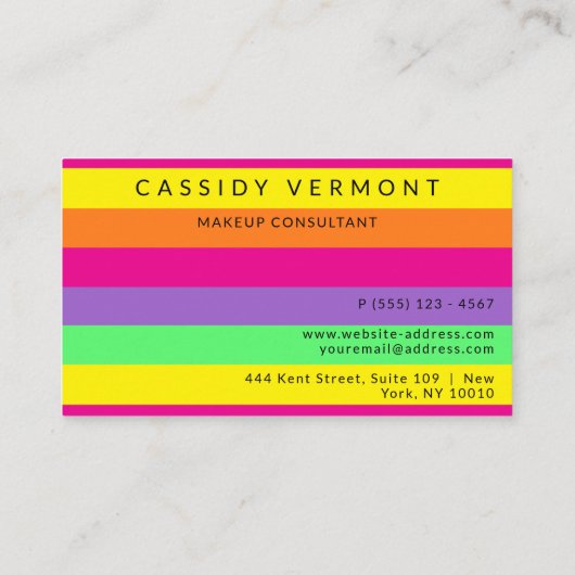 はっきりした鮮やかカラフル美しい 名刺 (裏面)