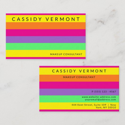 はっきりした鮮やかカラフル美しい 名刺 (正面/裏面)