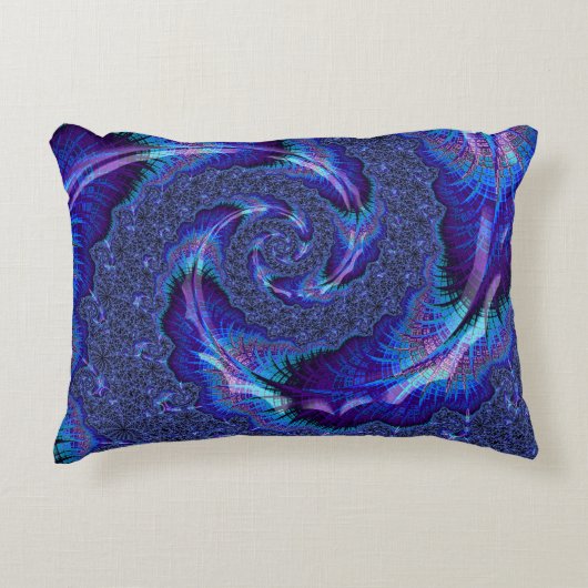 はっきりした鮮やかサイケデリックSpiraling Fractal Art アクセントクッション (正面)