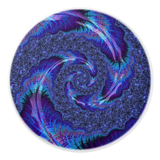はっきりした鮮やかサイケデリックSpiraling Fractal Art セラミックノブ (正面)