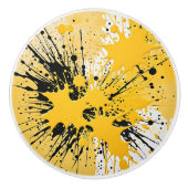 はっきりした黄絵を描（ばちゃばちゃ）跳ねるモダンー セラミックノブ (正面)