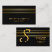 はっきりした黒エレガント金ゴールドストライプのメイクアップ 名刺 (正面/裏面)