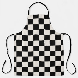 はっきりした黒クリ市松模様にーム模様 エプロン