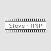 はっきりした黒ストライプとグレーパーソナライズされた 名札 (正面)