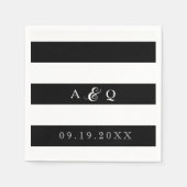 はっきりした黒ストライプ結婚 スタンダードカクテルナプキン (正面)