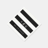 はっきりした黒ストライプ結婚 スタンダードカクテルナプキン (角)