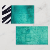 はっきりした黒モダン白オンアストライプターコイズ 名刺 (正面/裏面)