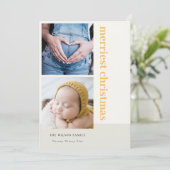 はっきりした2ミニマル枚の写真の黄色のメリークリスマス シーズンカード (スタンド正面)