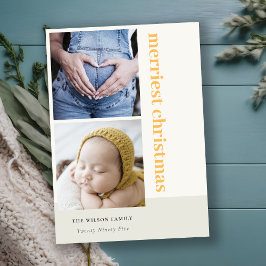 はっきりした2ミニマル枚の写真の黄色のメリークリスマス シーズンカード